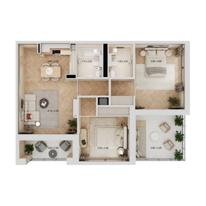 2 bedroom layout