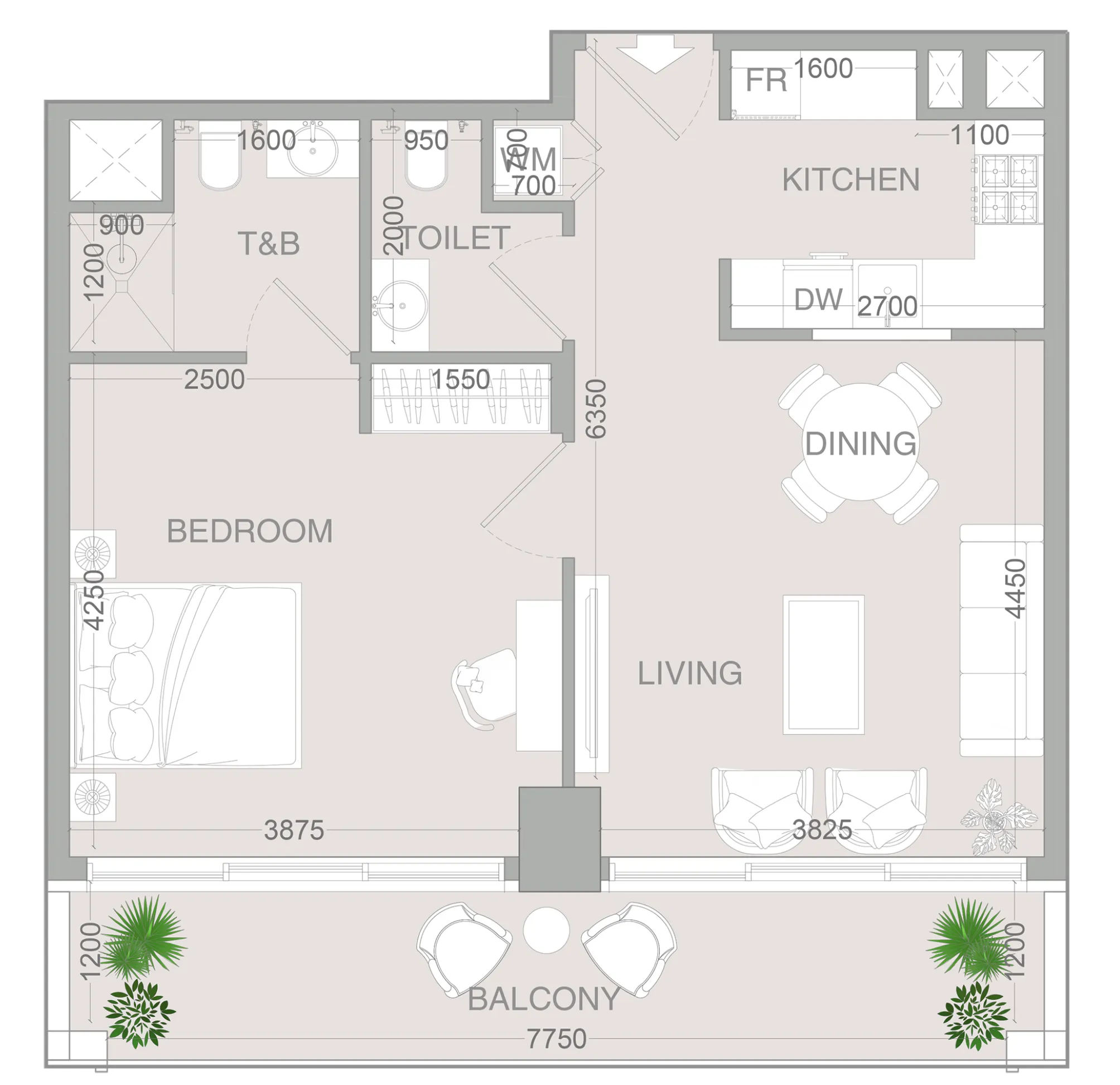 1 bedroom layout