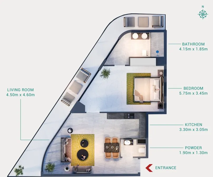 1 bedroom layout