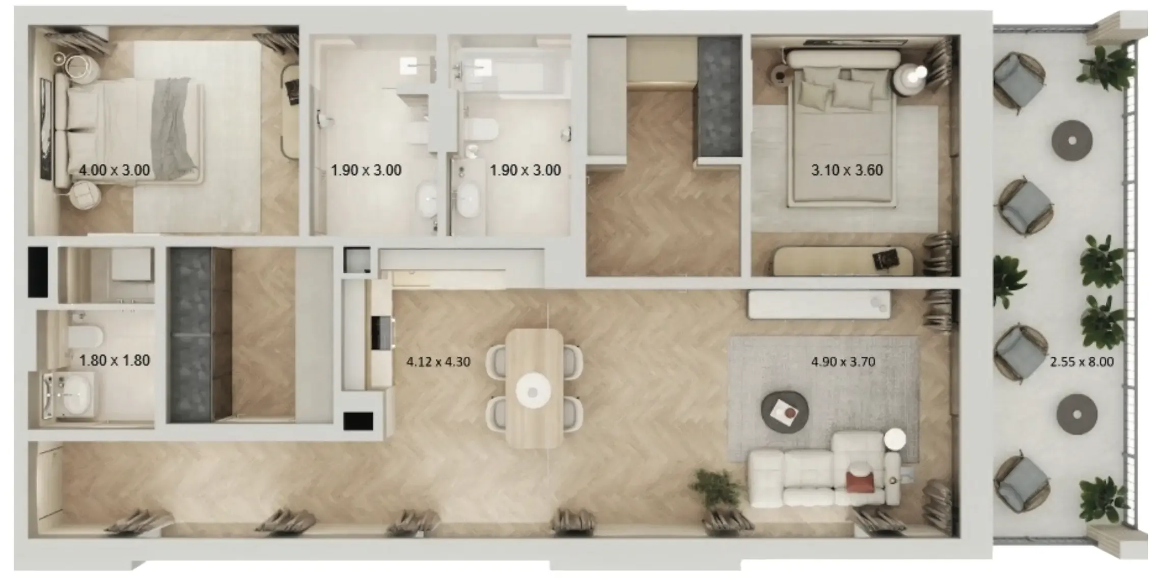 2 bedroom layout