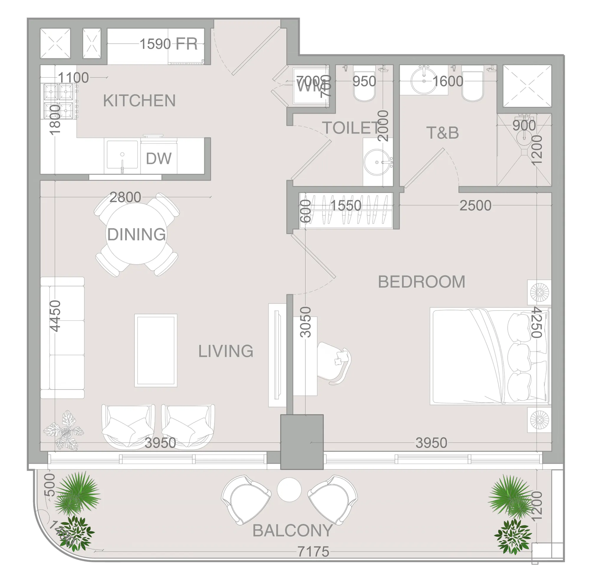 1 bedroom layout