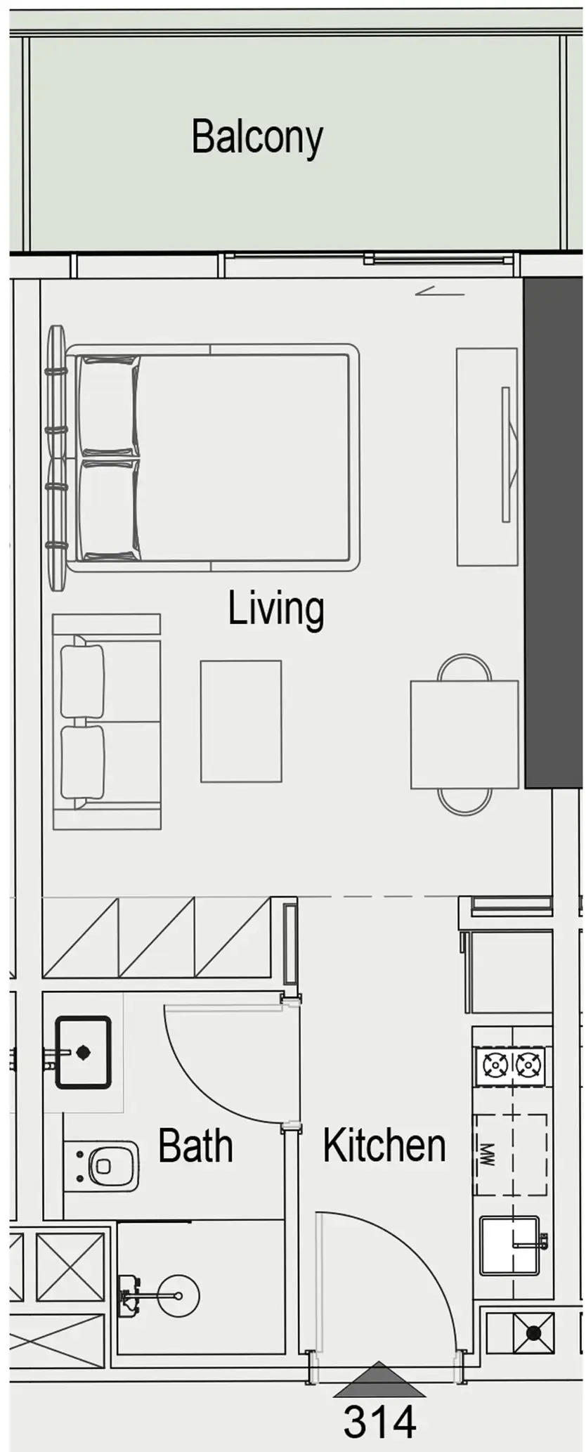 0 bedroom layout