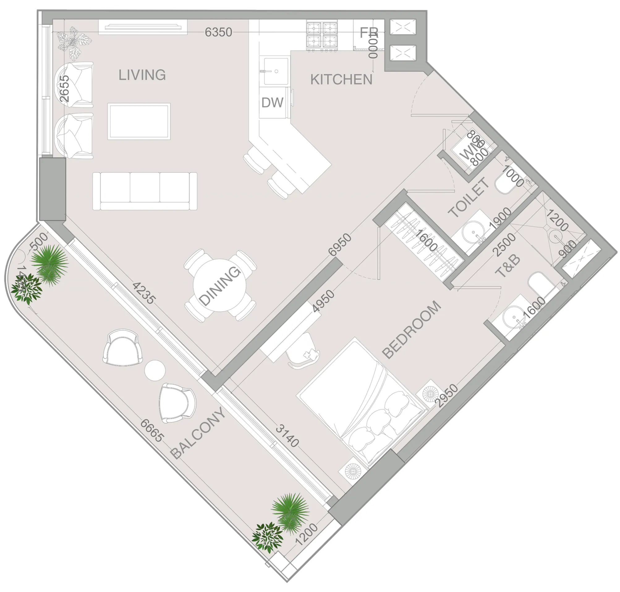 1 bedroom layout