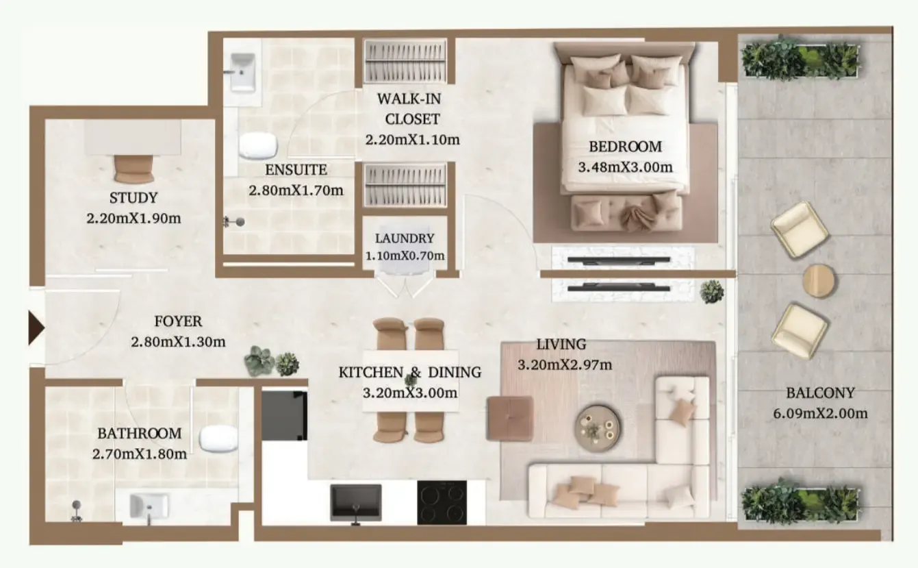 1 bedroom layout