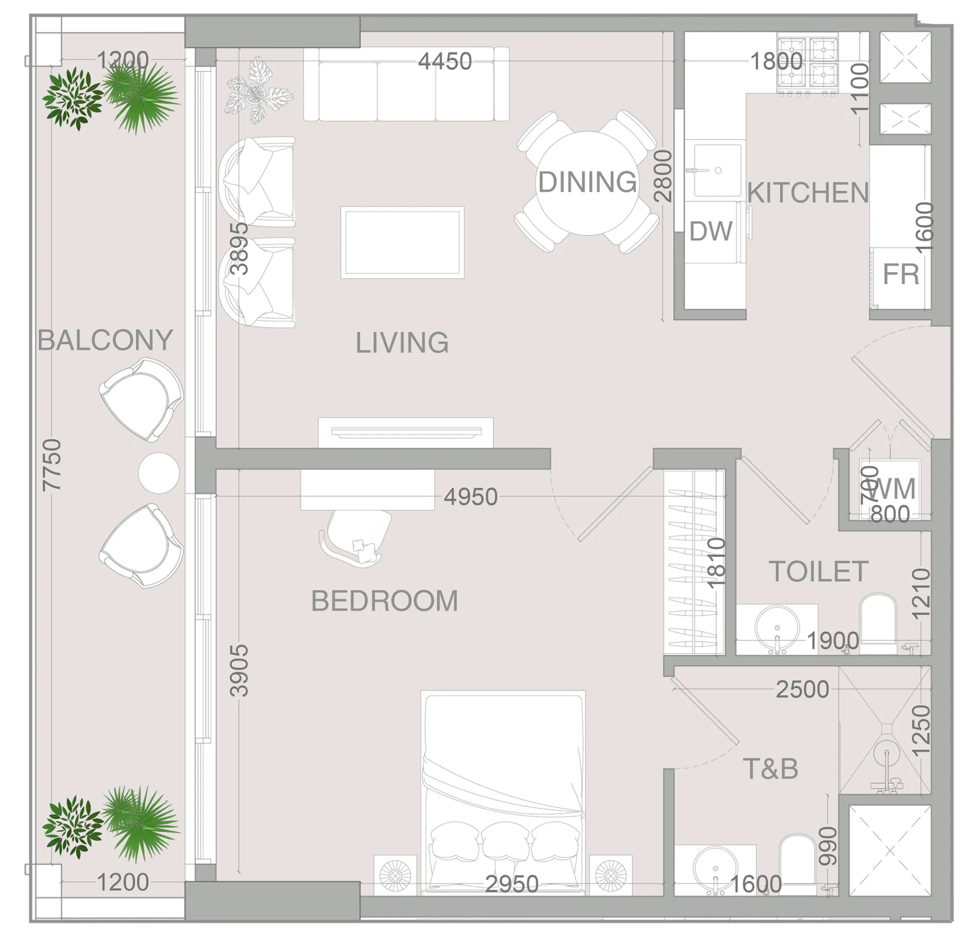 1 bedroom layout
