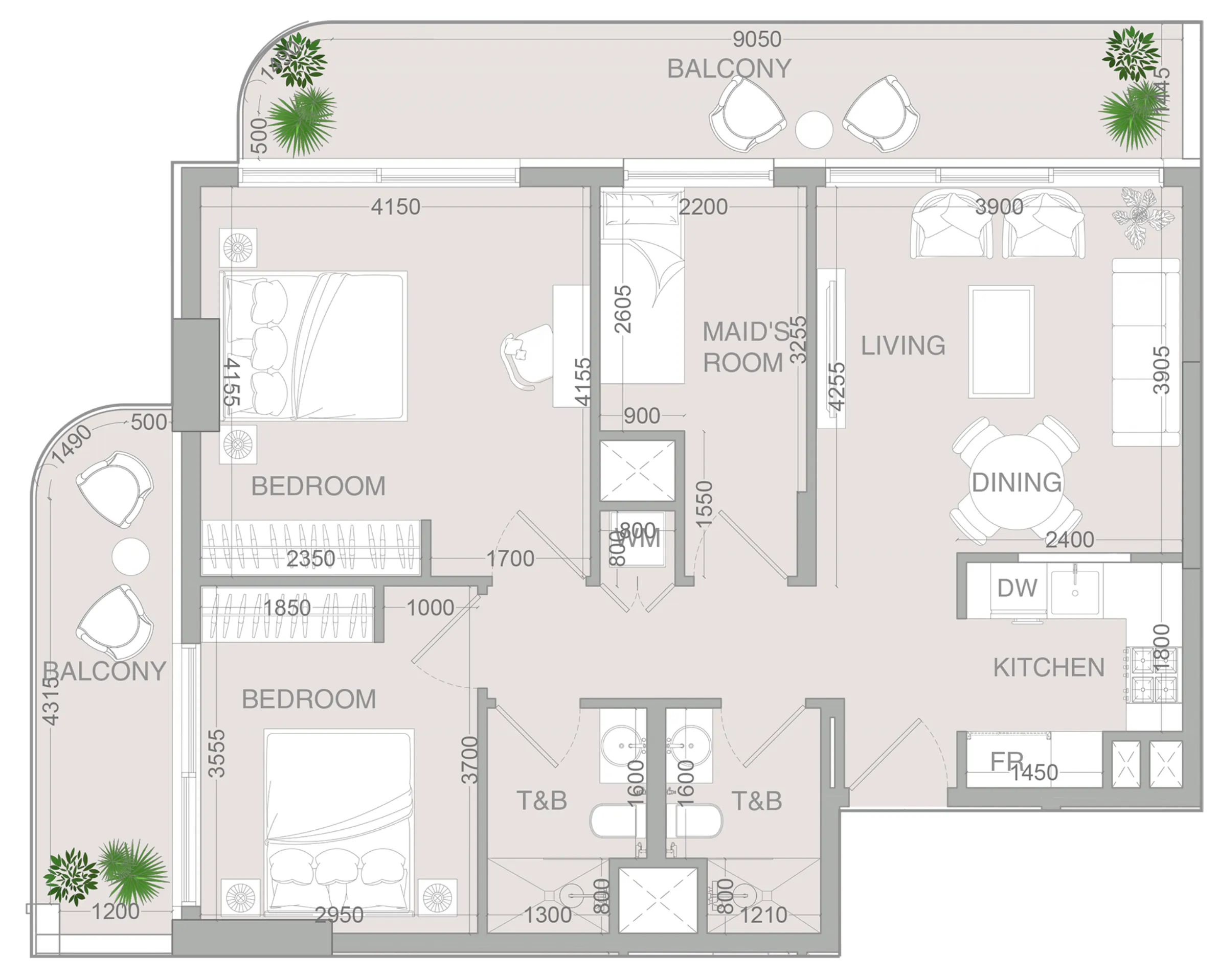 2 bedroom layout