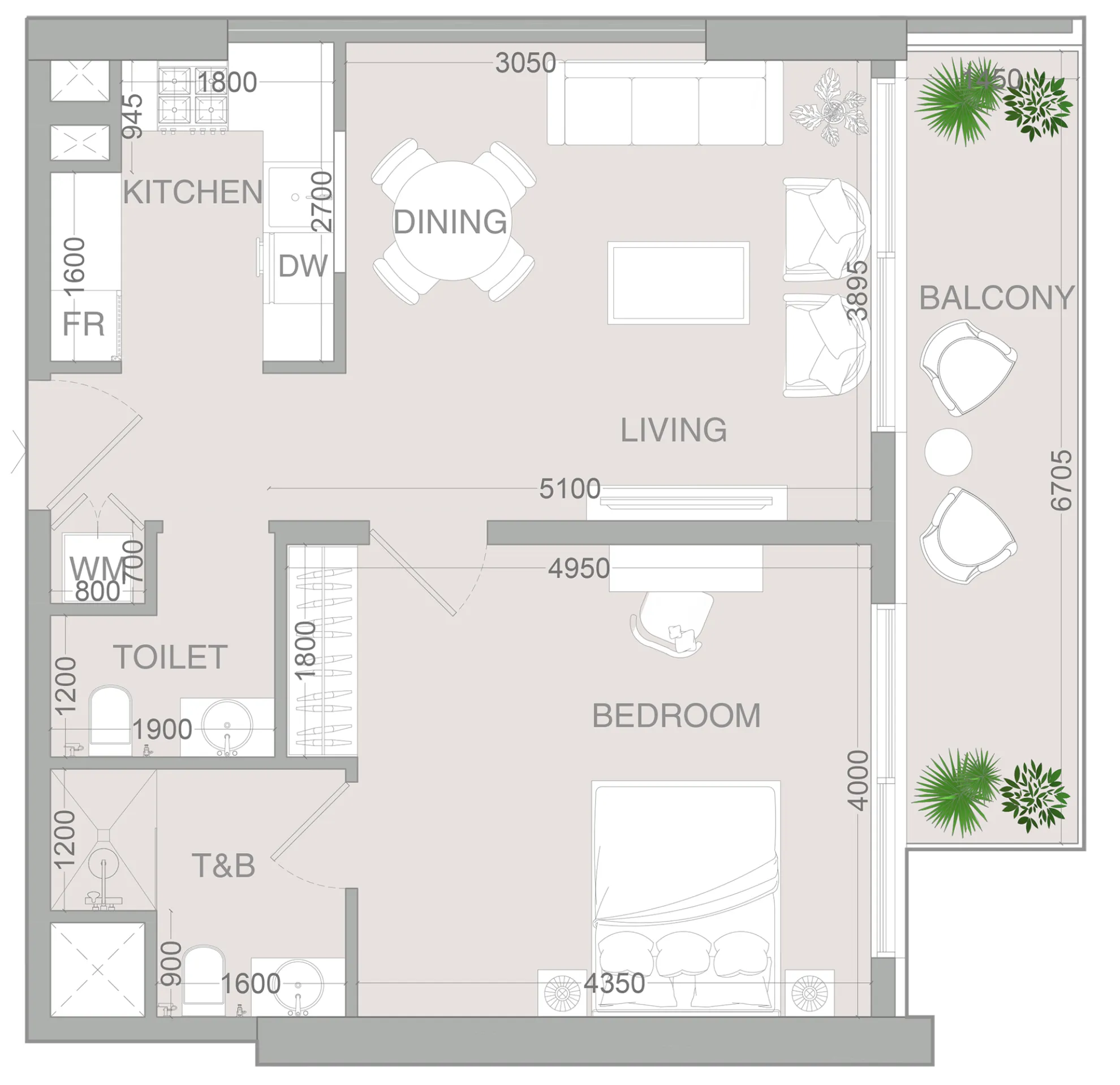 1 bedroom layout