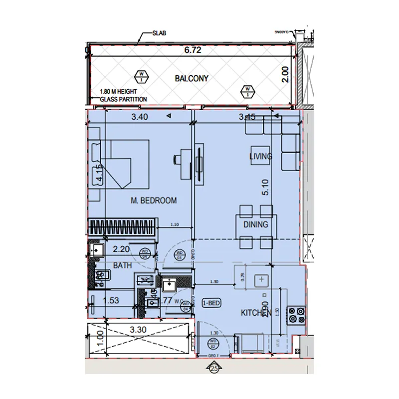 1 bedroom layout