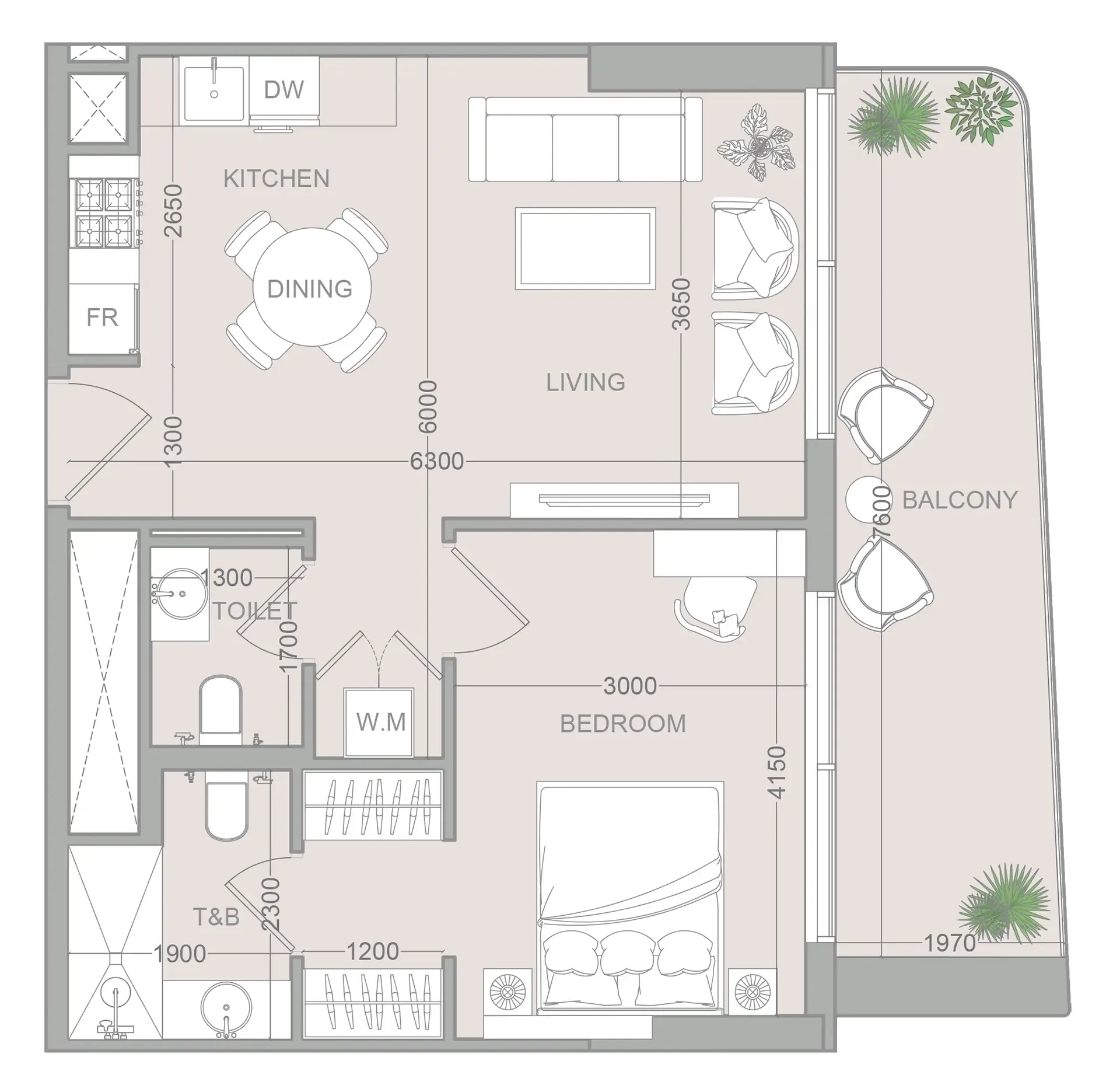1 bedroom layout