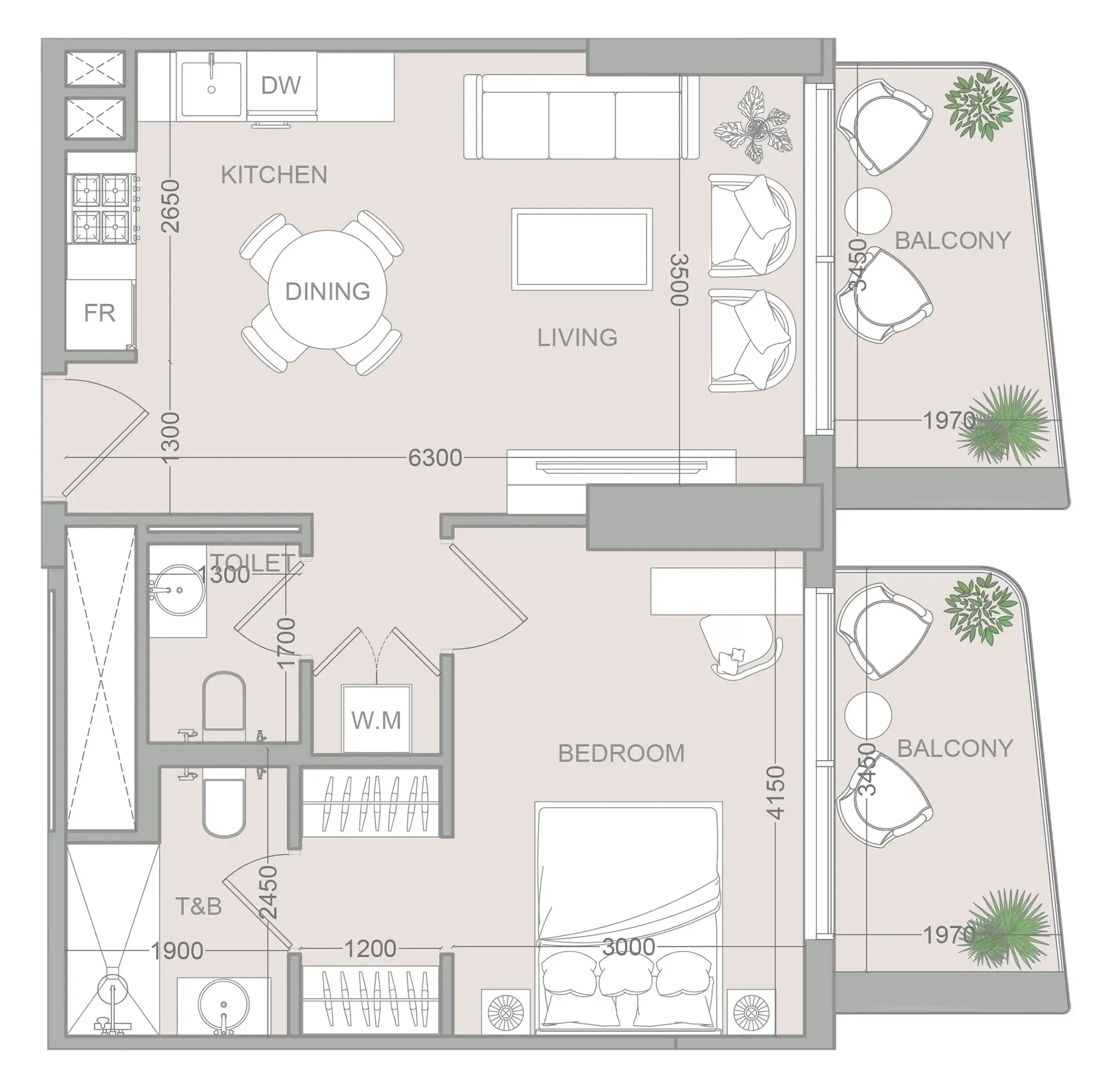1 bedroom layout
