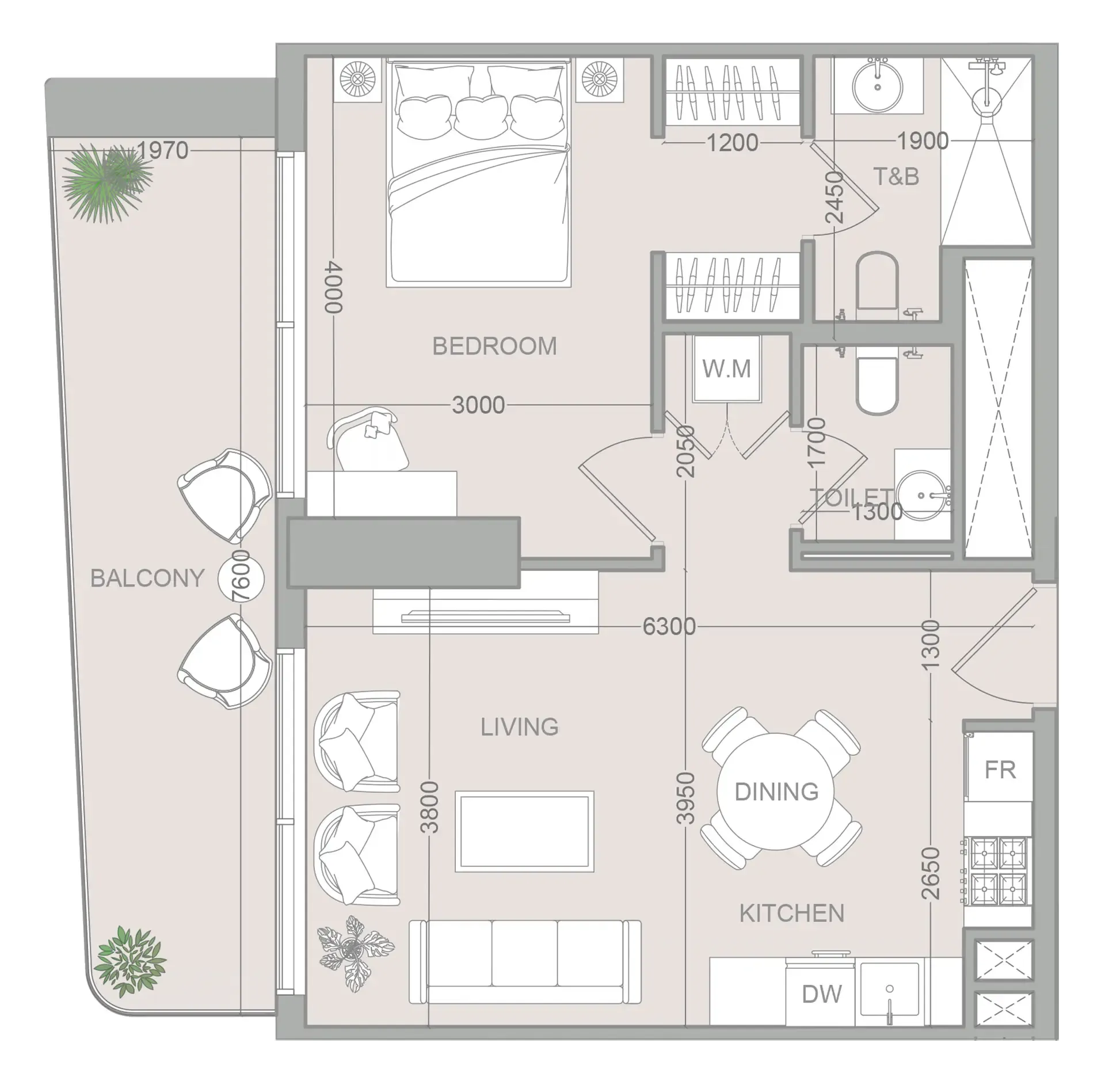1 bedroom layout