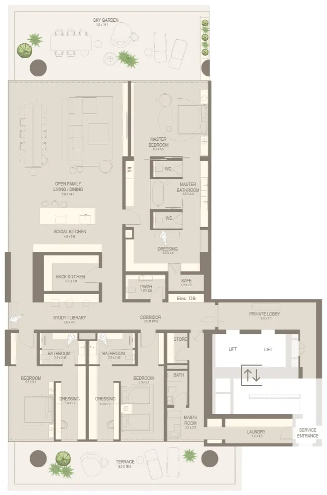 3 bedroom layout
