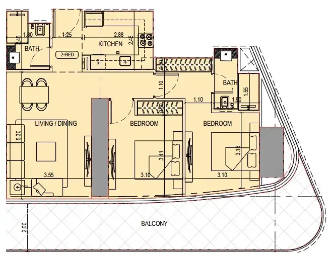 2 bedroom layout