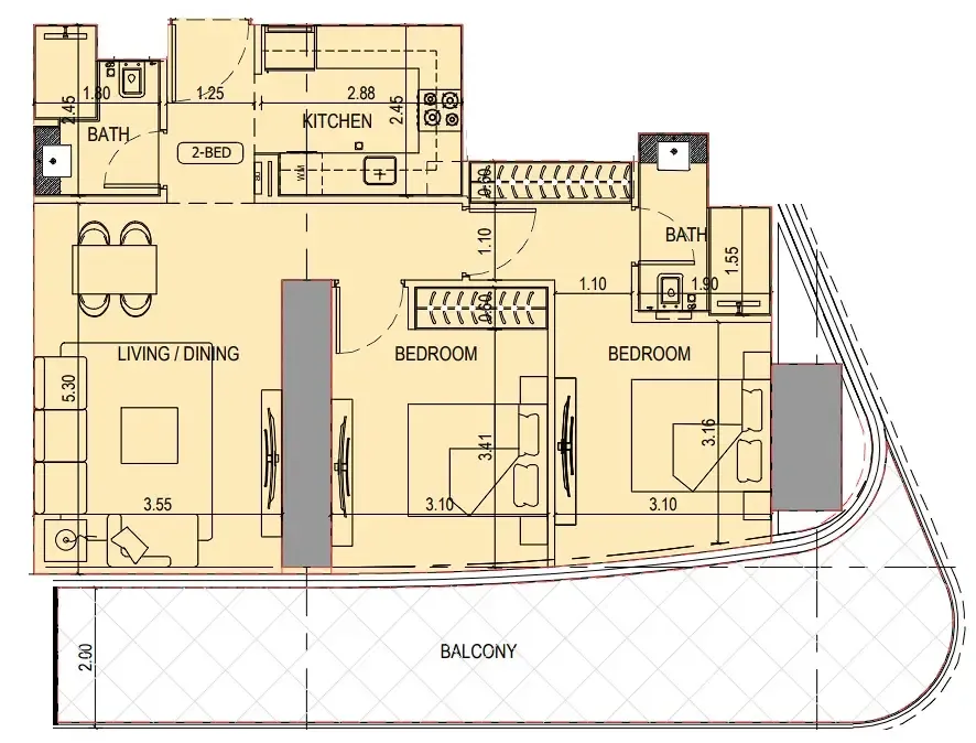 2 bedroom layout