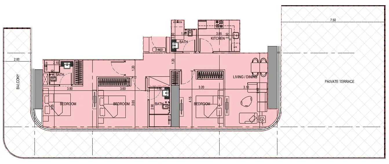 3 bedroom layout