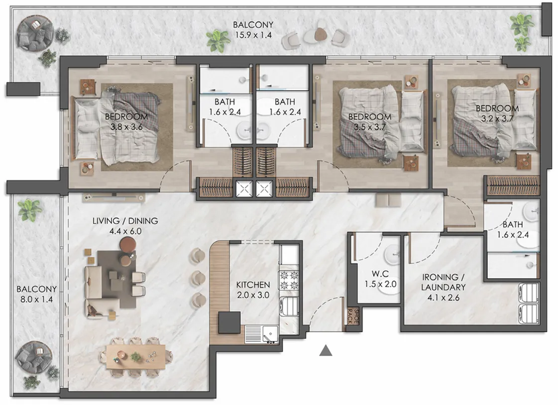 3 bedroom layout