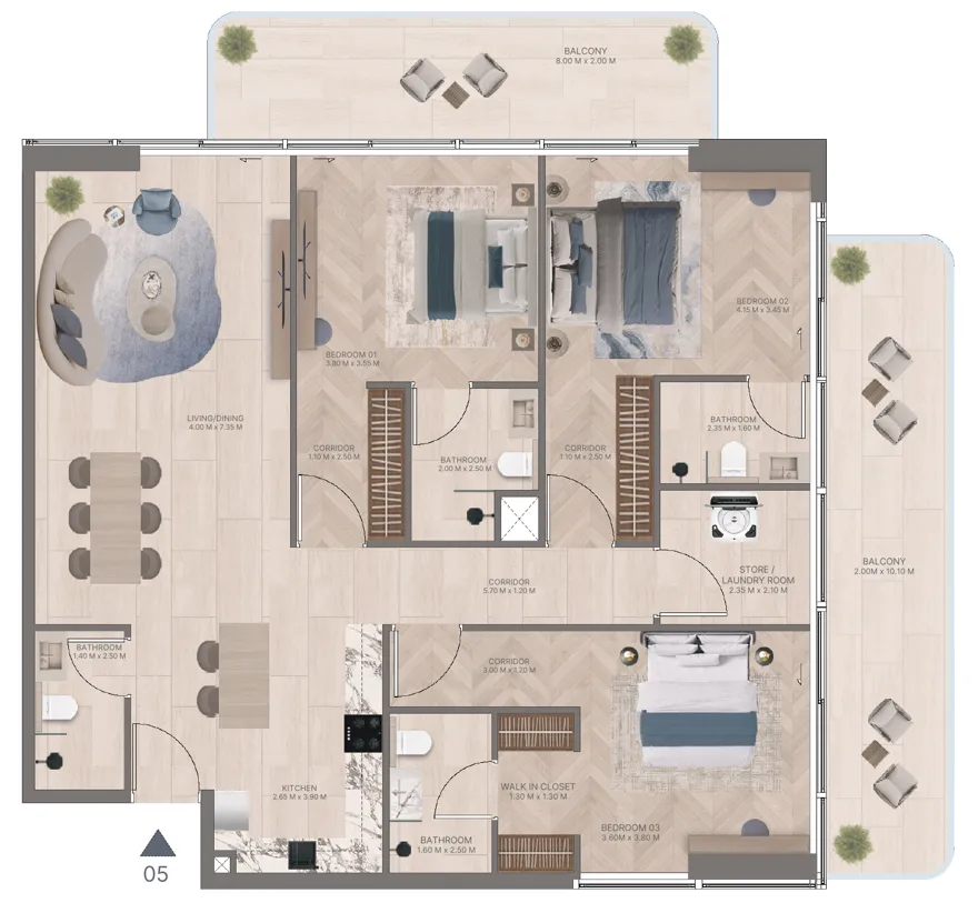 3 bedroom layout
