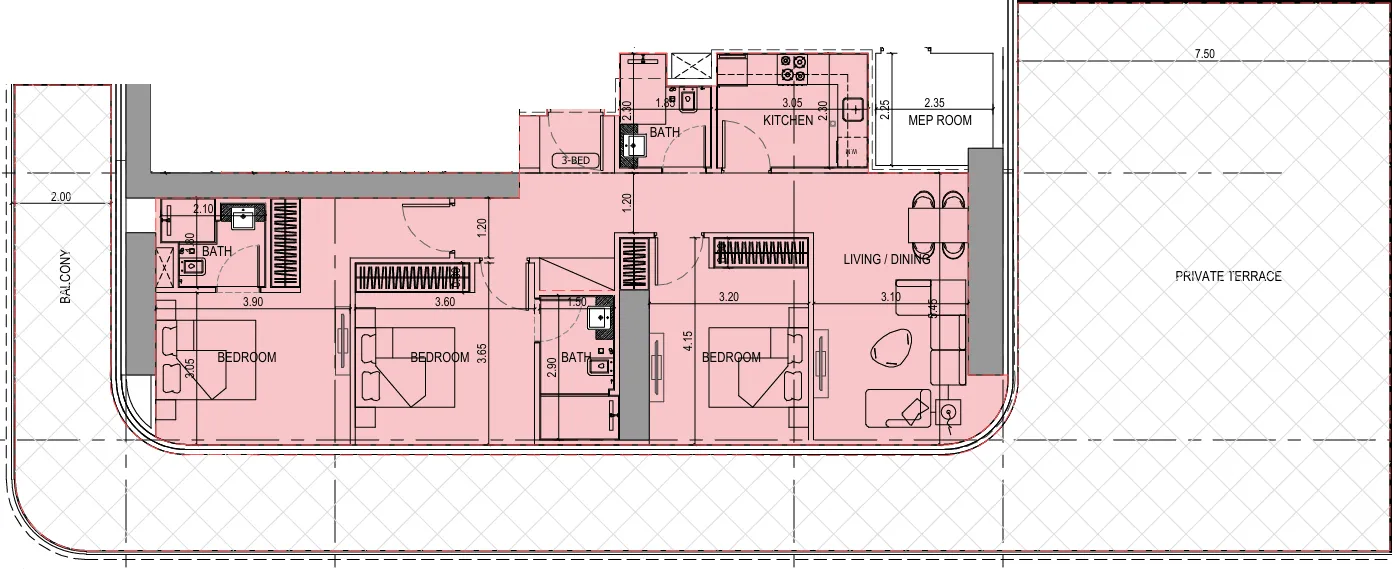 3 bedroom layout