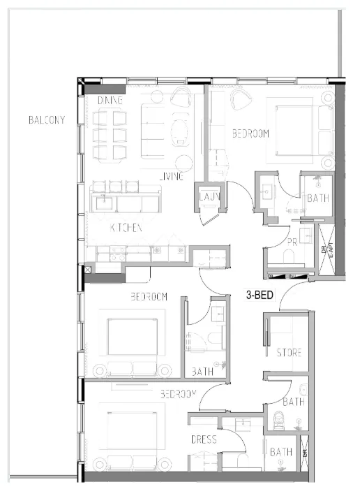 3 bedroom layout