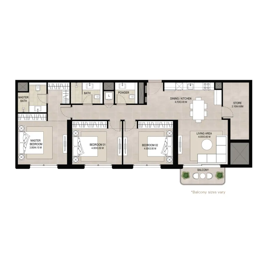 3 bedroom layout