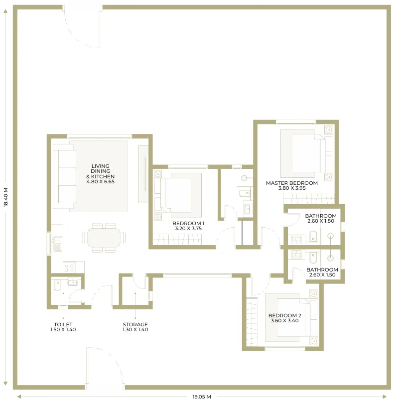 3 bedroom layout