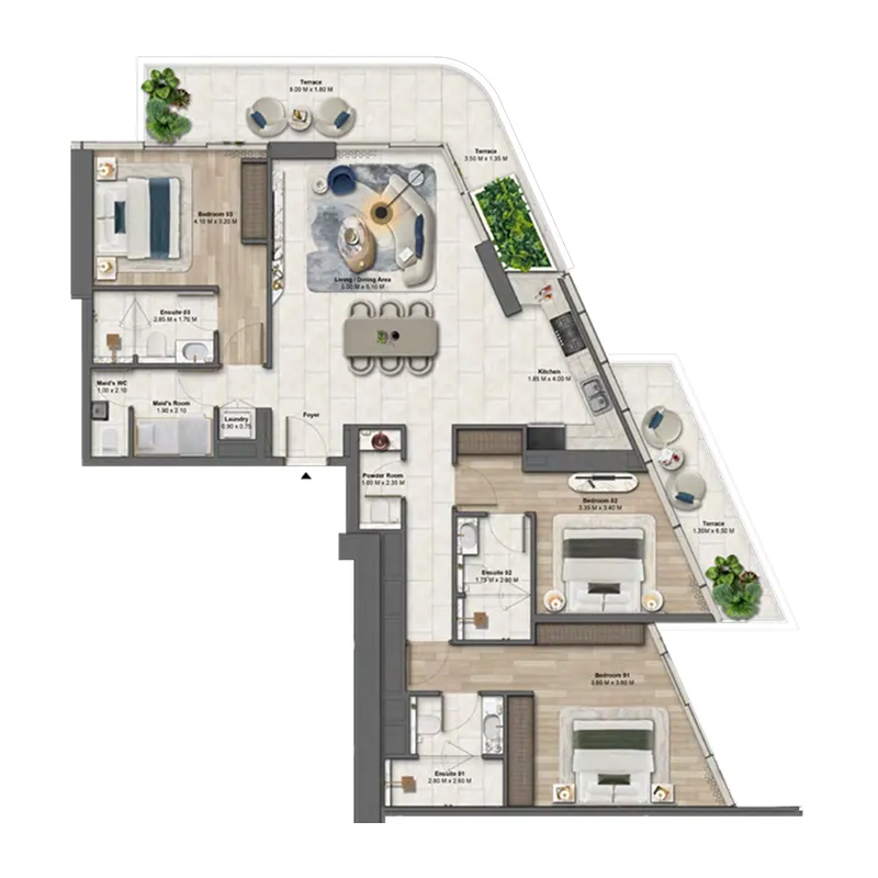 3 bedroom layout