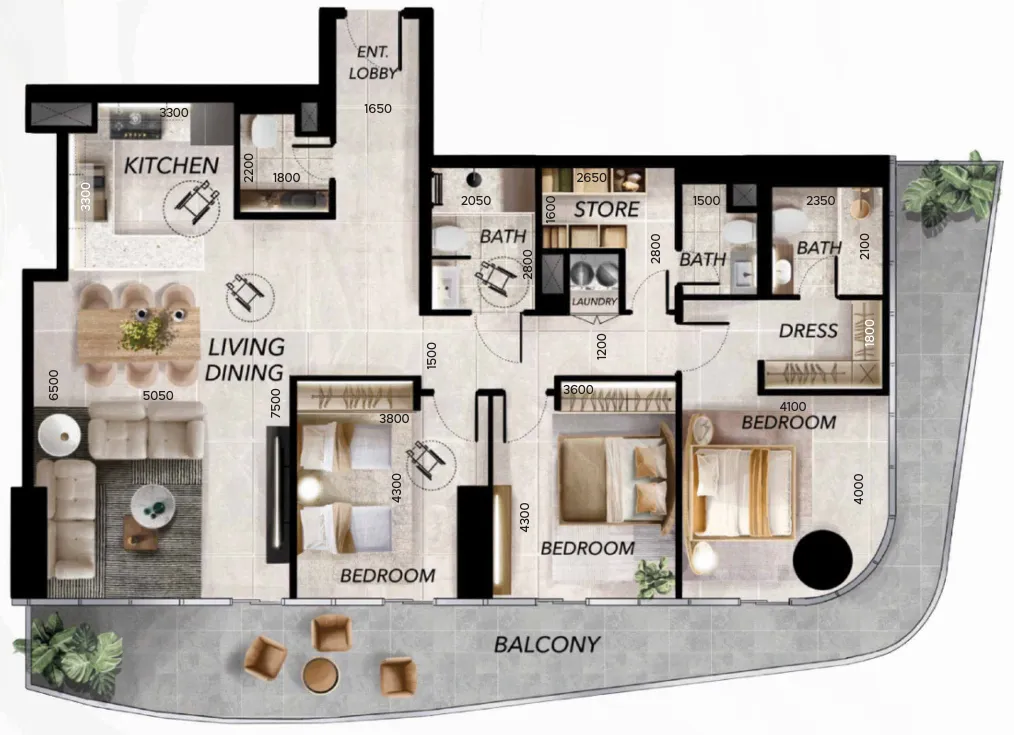 3 bedroom layout