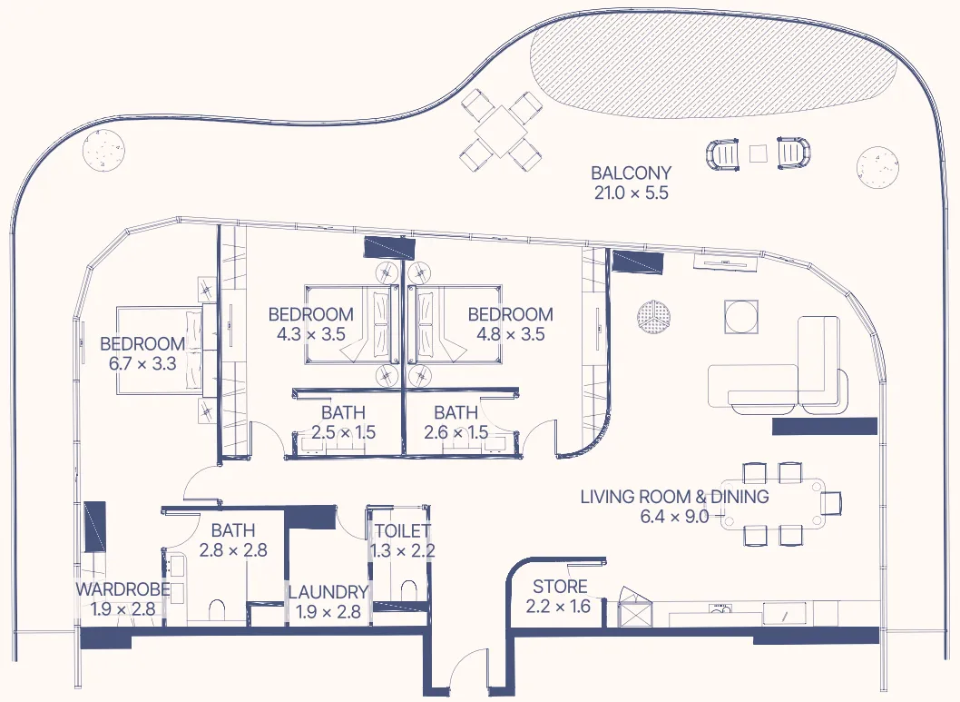 3 bedroom layout