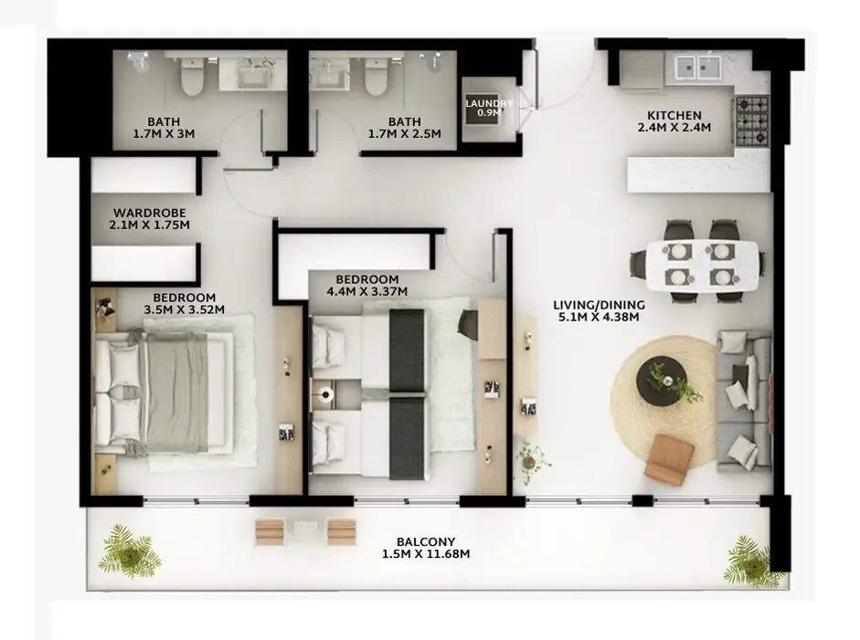 2 bedroom layout