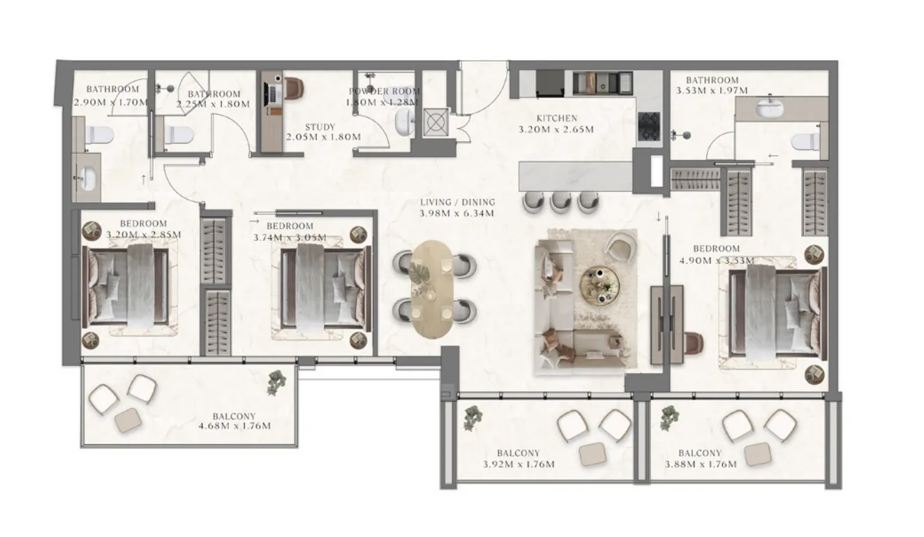 3 bedroom layout