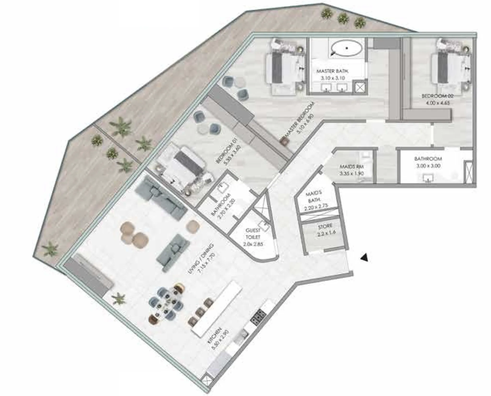 3 bedroom layout