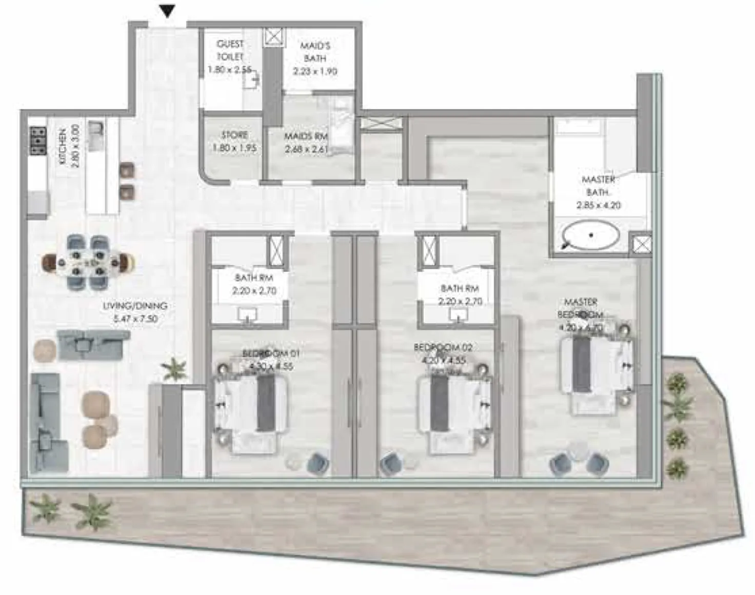 3 bedroom layout