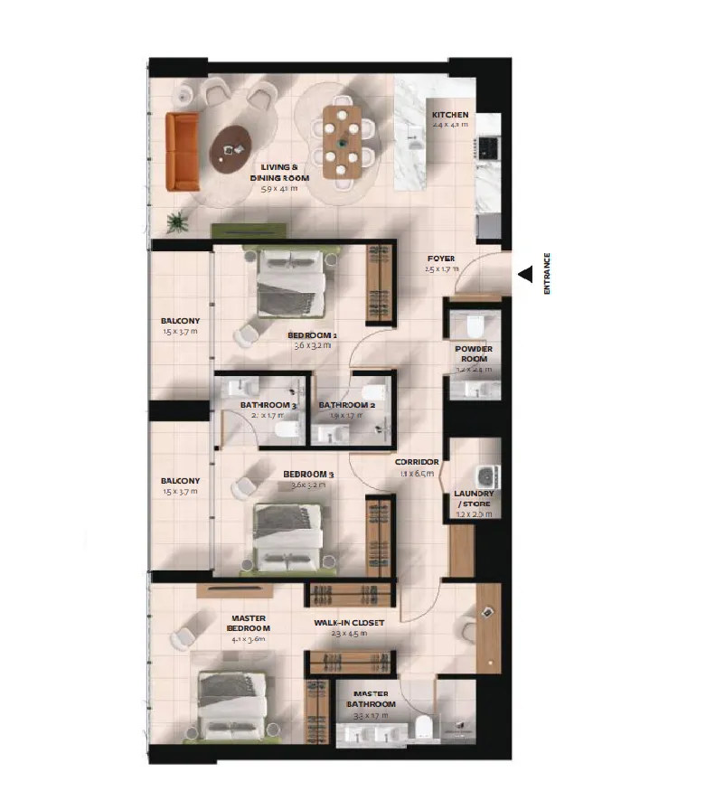 3 bedroom layout