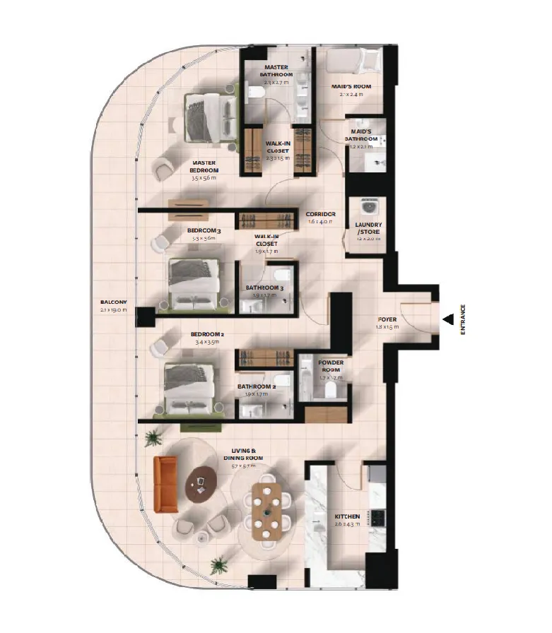 3 bedroom layout