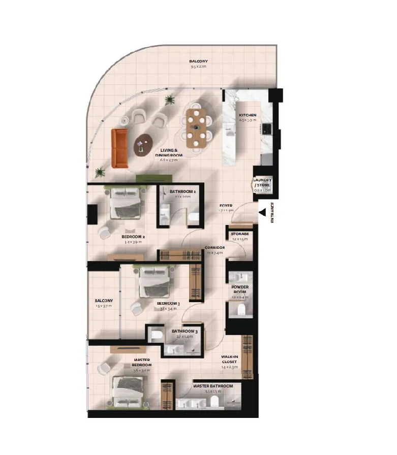 3 bedroom layout
