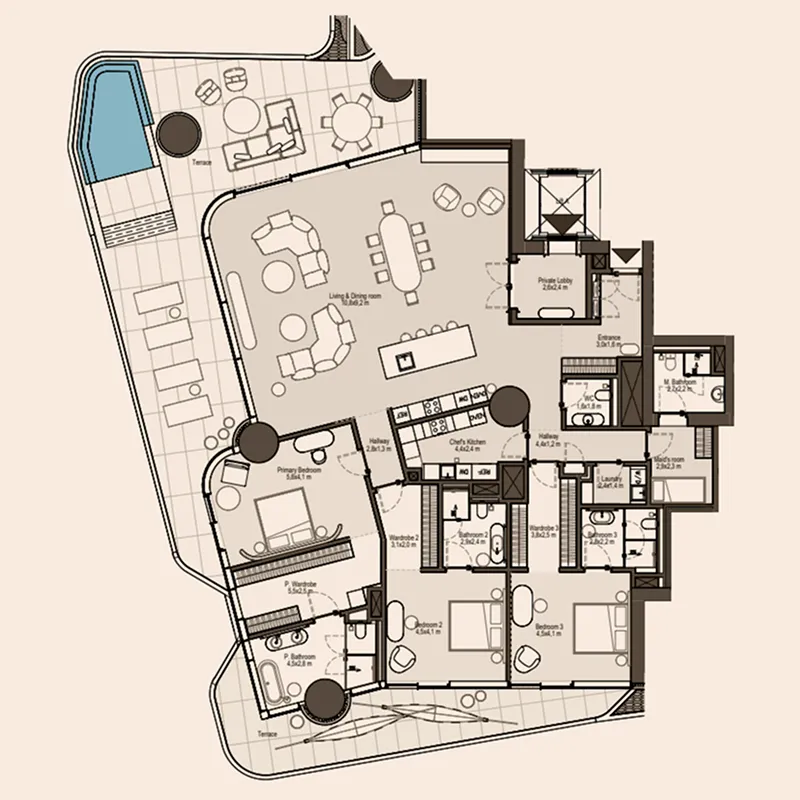 3 bedroom layout