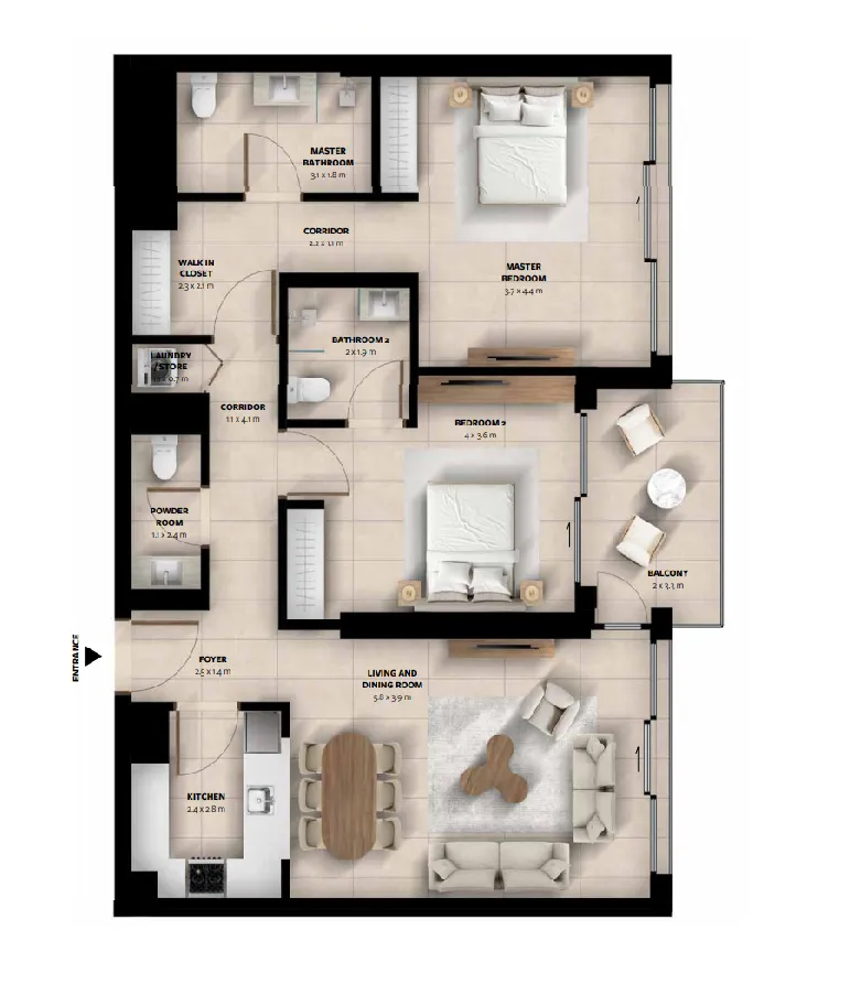 2 bedroom layout