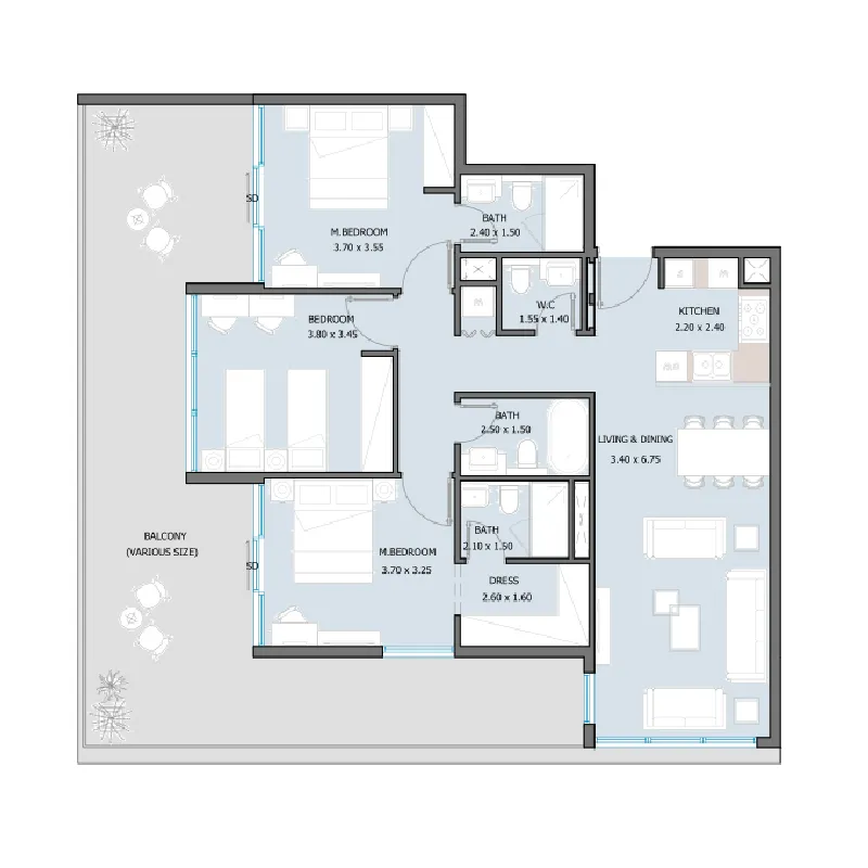 3 bedroom layout