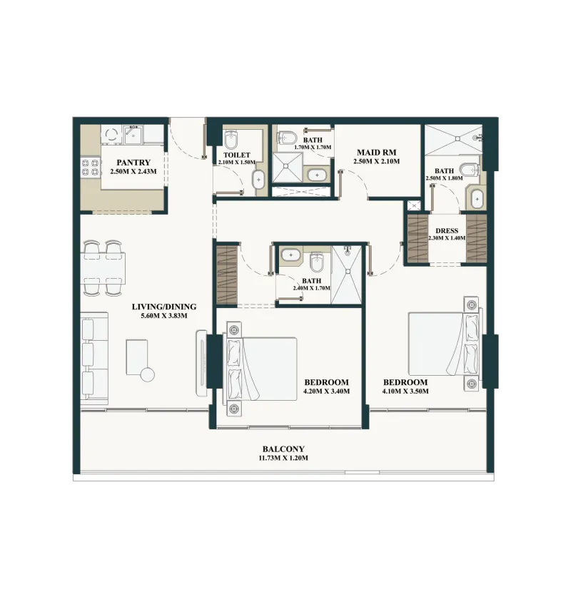 2 bedroom layout