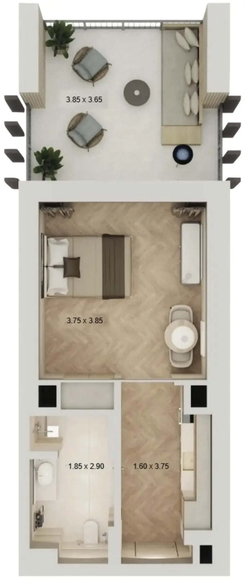 0 bedroom layout