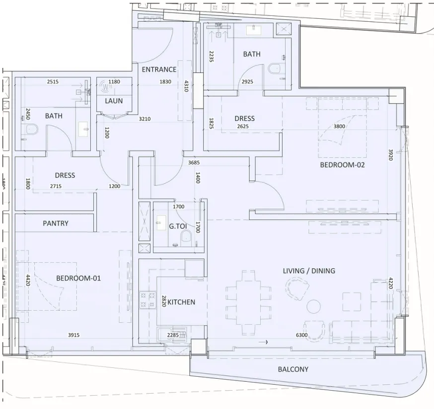 2 bedroom layout