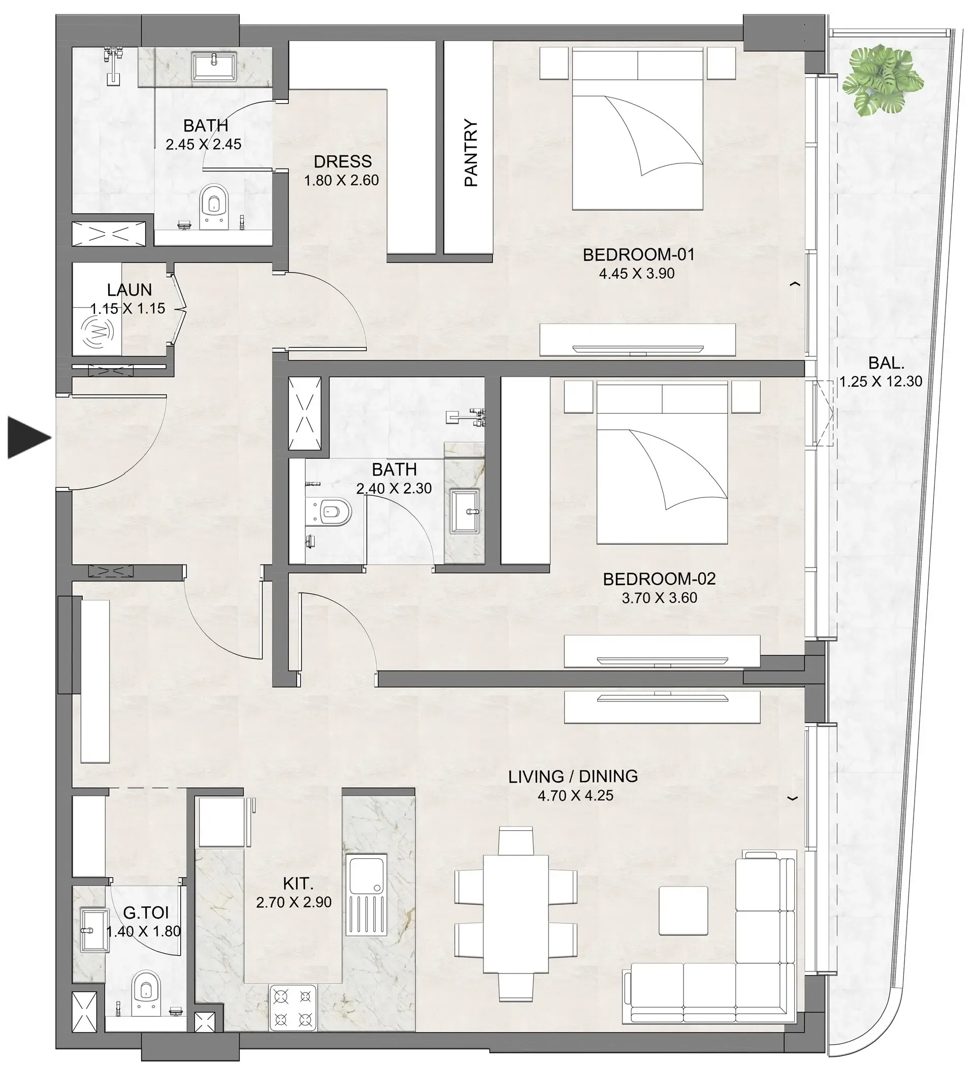 2 bedroom layout