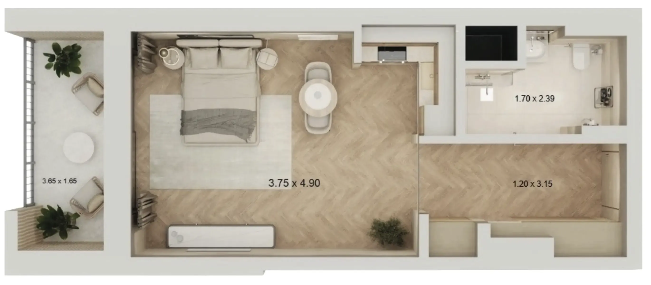 0 bedroom layout
