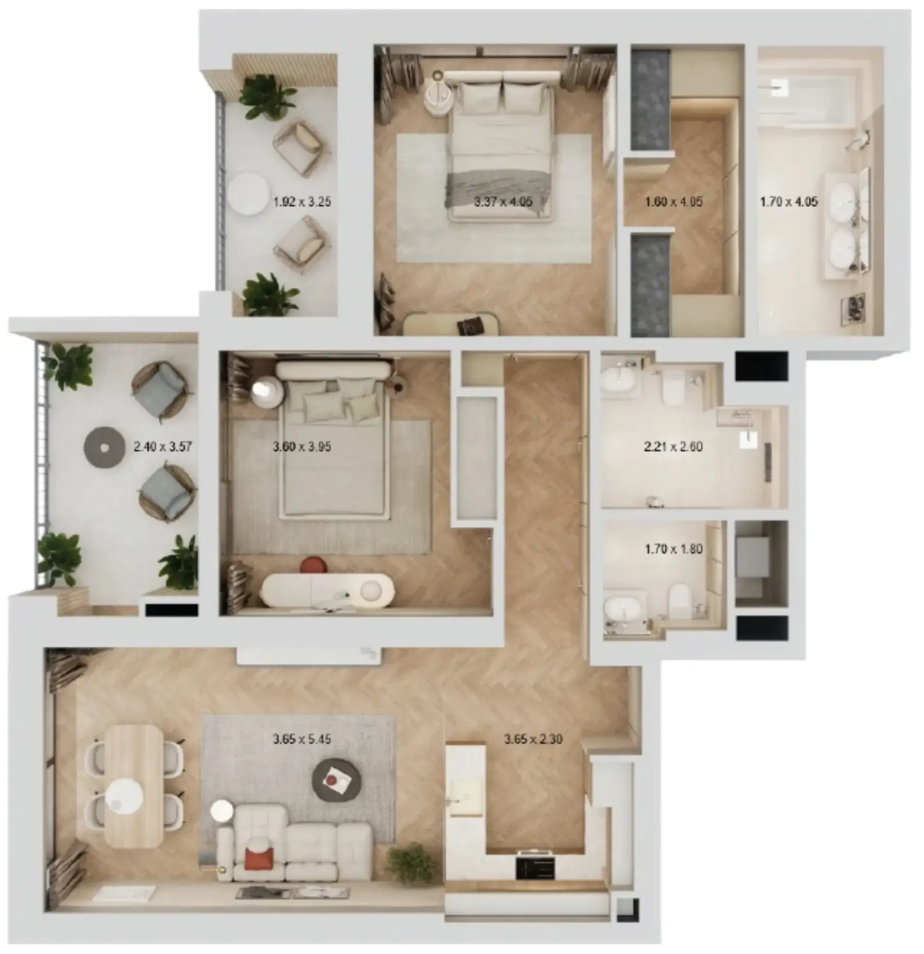 2 bedroom layout