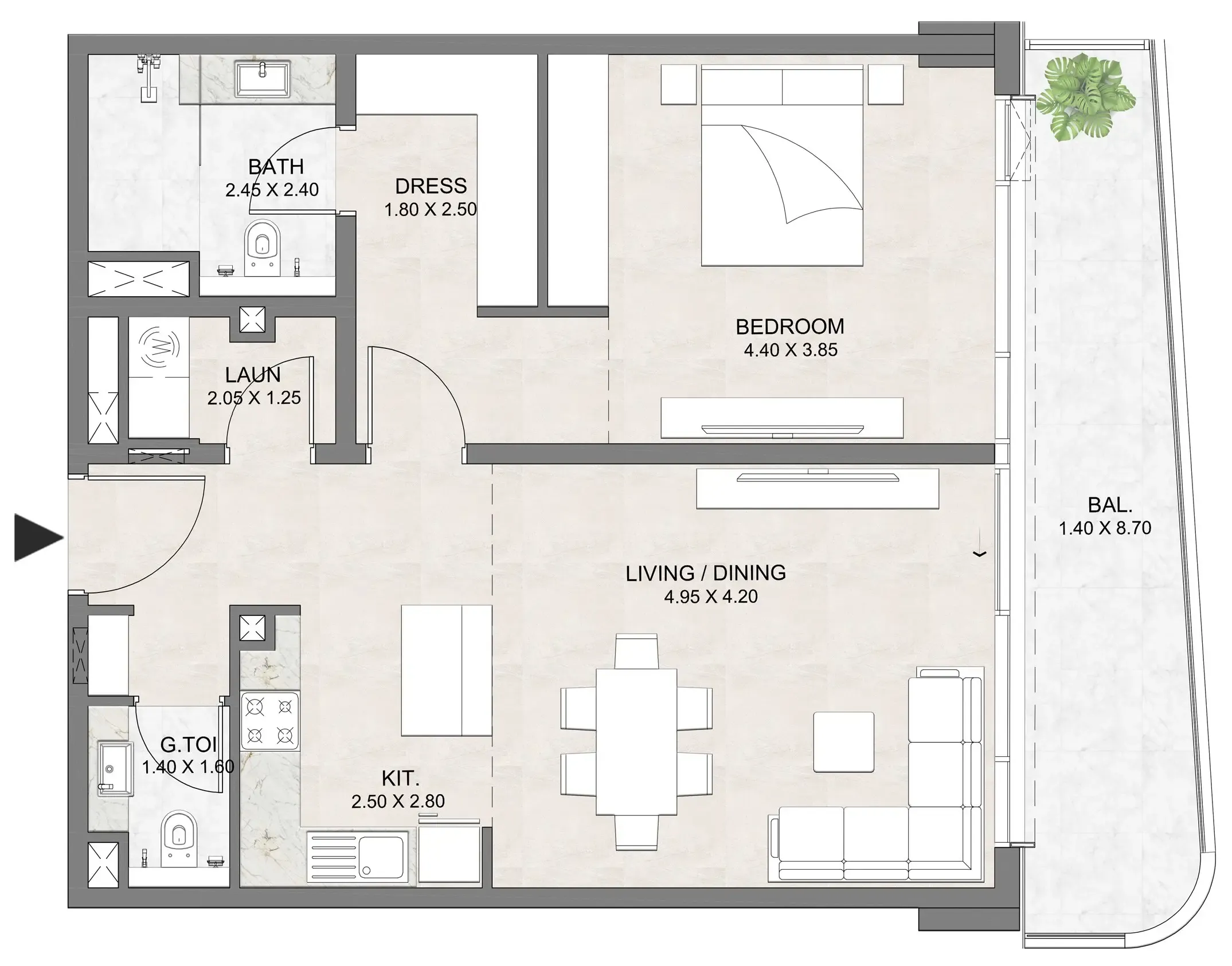1 bedroom layout