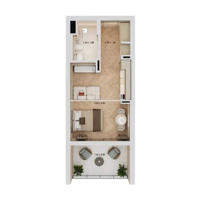 0 bedroom layout