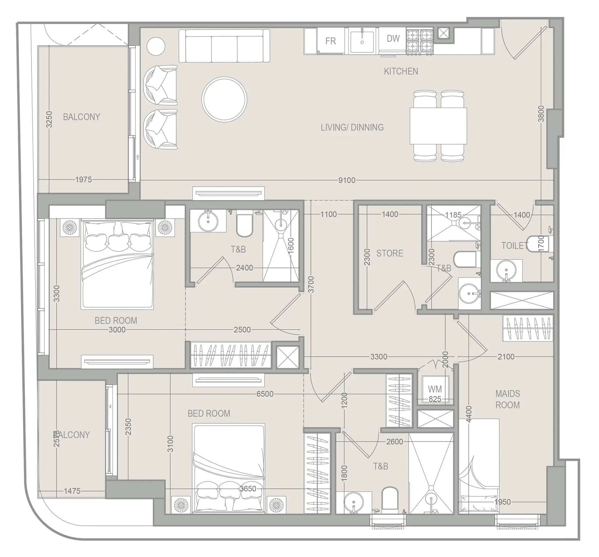 2 bedroom layout