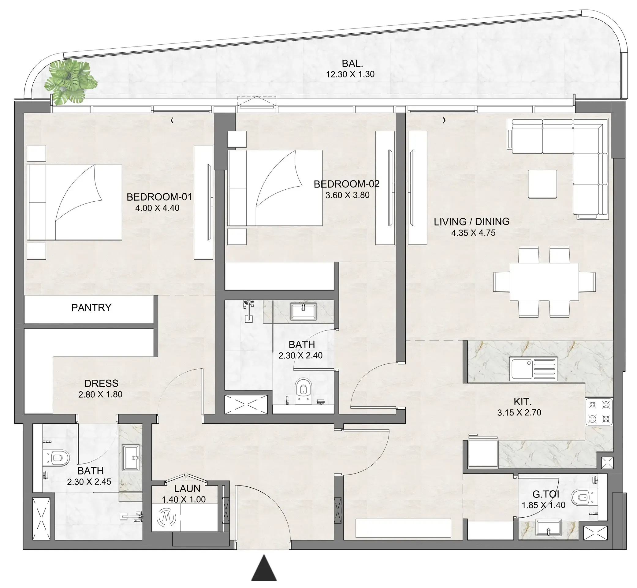 2 bedroom layout