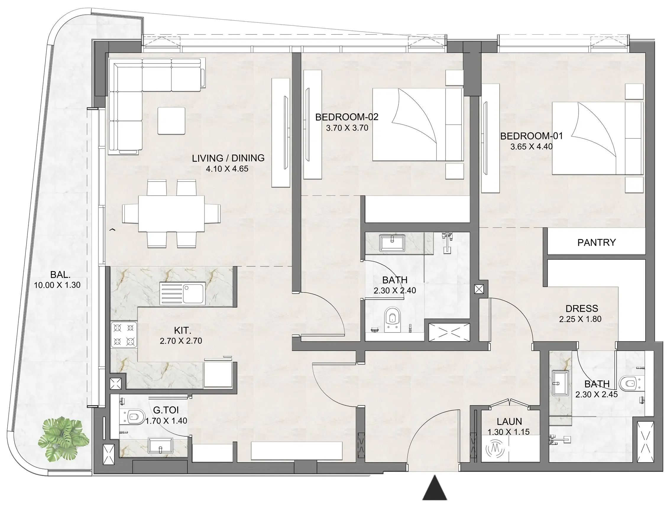 2 bedroom layout