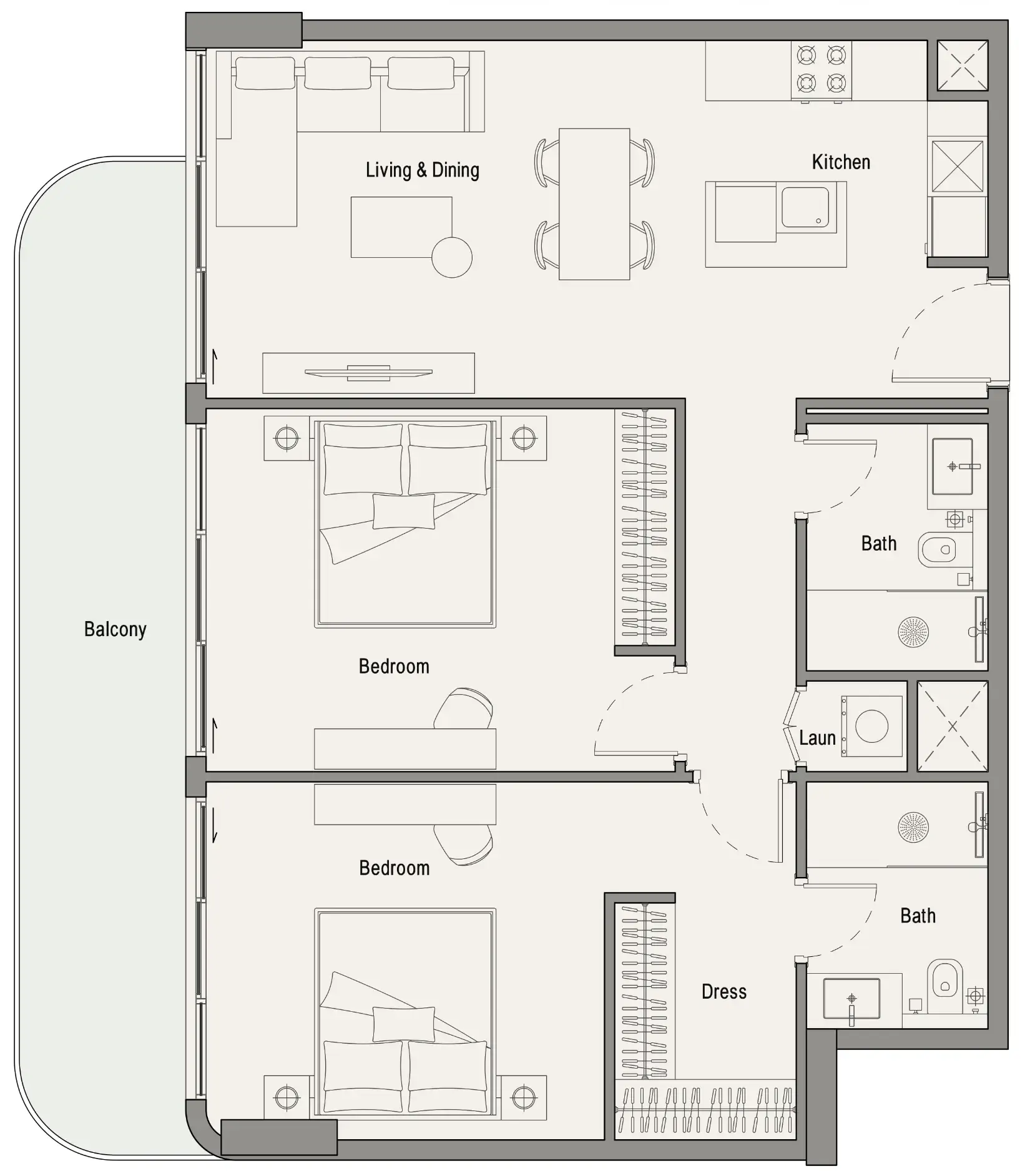 2 bedroom layout